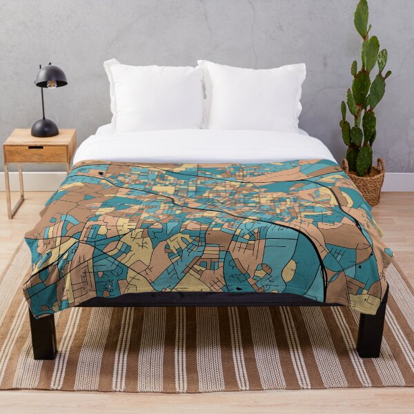 Item preview, Durham Map Pattern in Mid Century Pastel designed and sold by PatternMaps.