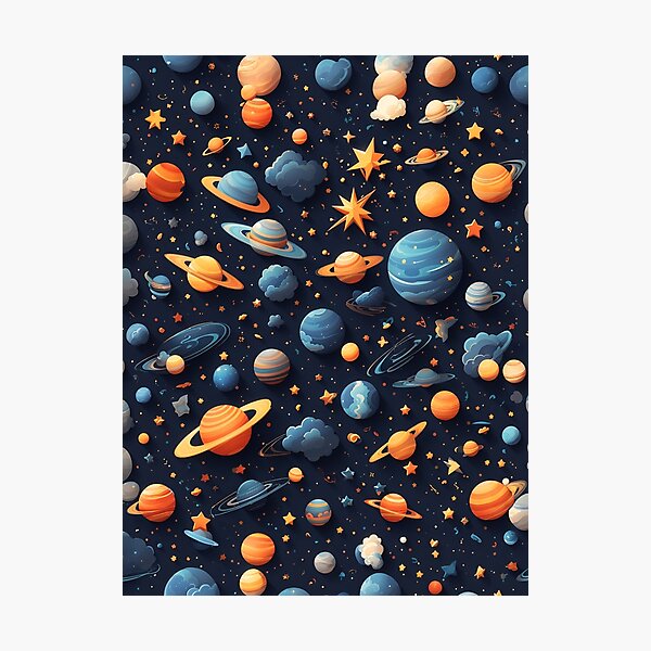 Item preview, Space Pattern with Various Planets designed and sold by pattern-atelier.