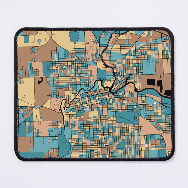 Item preview, Fort Wayne Map Pattern in Mid Century Pastel designed and sold by PatternMaps.