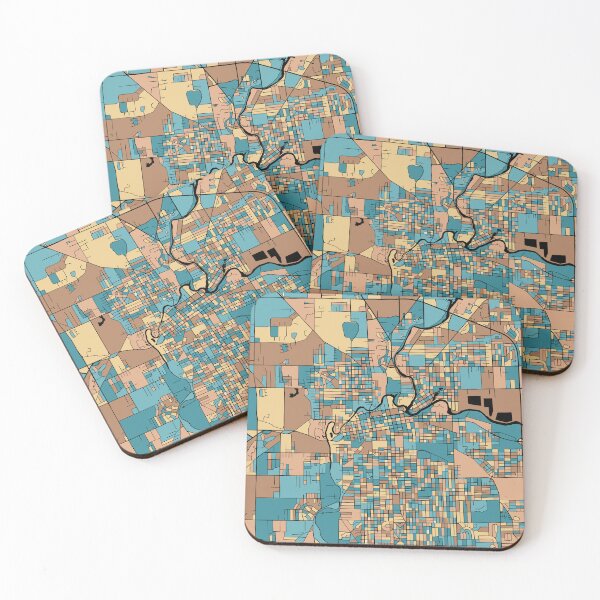Item preview, Fort Wayne Map Pattern in Mid Century Pastel designed and sold by PatternMaps.