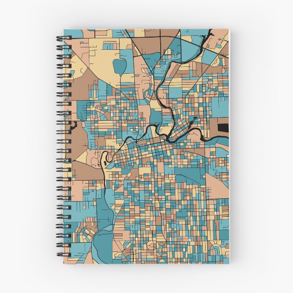 Item preview, Fort Wayne Map Pattern in Mid Century Pastel designed and sold by PatternMaps.