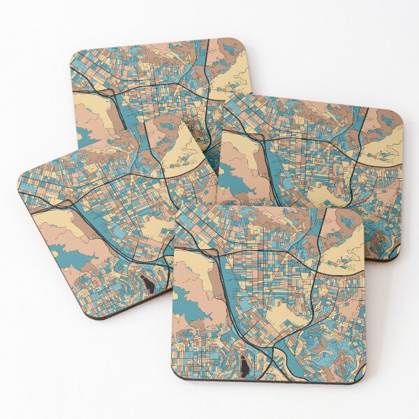 Item preview, Glendale Map Pattern in Mid Century Pastel designed and sold by PatternMaps.