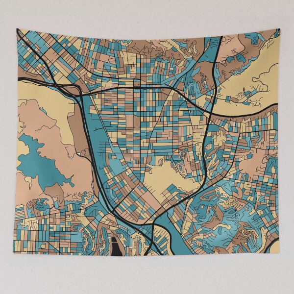 Item preview, Glendale Map Pattern in Mid Century Pastel designed and sold by PatternMaps.