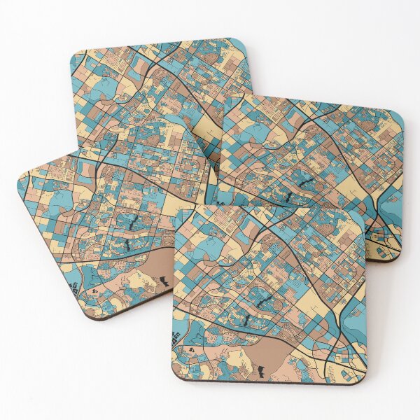 Item preview, Irvine Map Pattern in Mid Century Pastel designed and sold by PatternMaps.