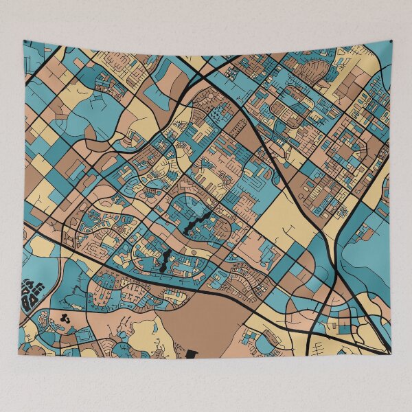 Item preview, Irvine Map Pattern in Mid Century Pastel designed and sold by PatternMaps.