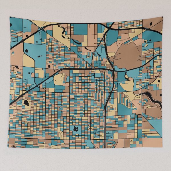 Item preview, Lubbock Map Pattern in Mid Century Pastel designed and sold by PatternMaps.
