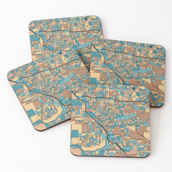 Item preview, Modesto Map Pattern in Mid Century Pastel designed and sold by PatternMaps.