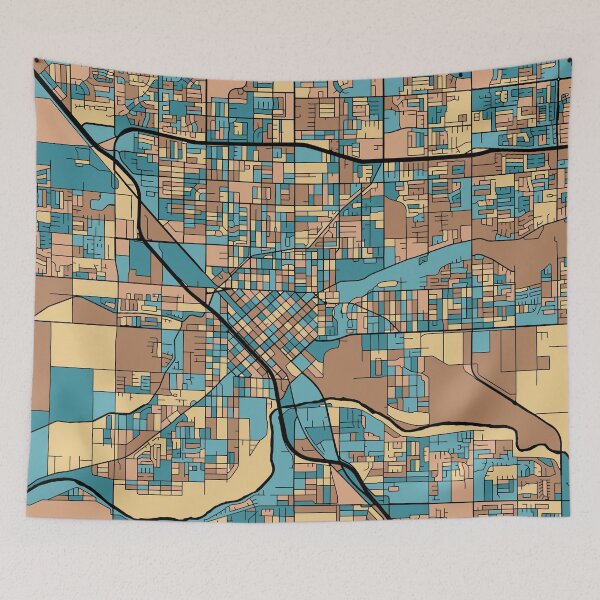 Item preview, Modesto Map Pattern in Mid Century Pastel designed and sold by PatternMaps.