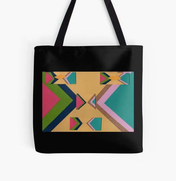 Rapped in Ribbons (Facemadics colorful contemporary abstract face) All Over Print Tote Bag