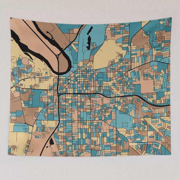 Item preview, Montgomery Map Pattern in Mid Century Pastel designed and sold by PatternMaps.