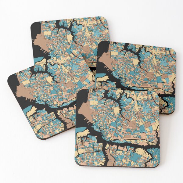 Item preview, Norfolk Map Pattern in Mid Century Pastel designed and sold by PatternMaps.