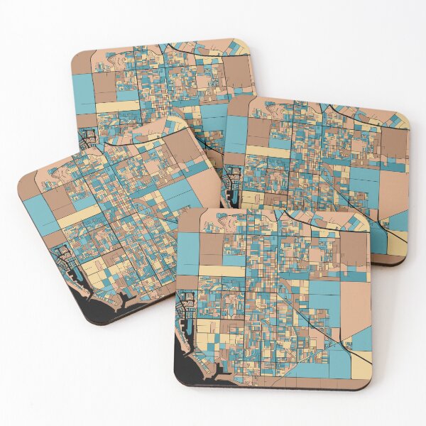 Item preview, Oxnard Map Pattern in Mid Century Pastel designed and sold by PatternMaps.
