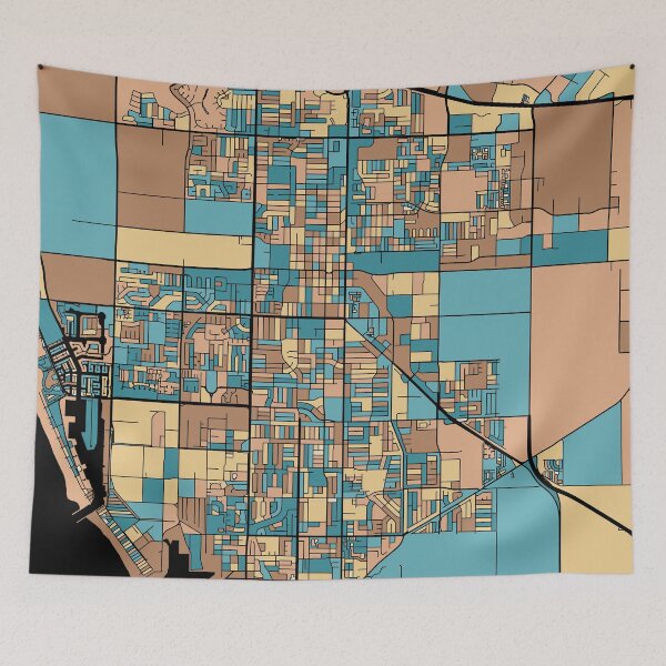 Item preview, Oxnard Map Pattern in Mid Century Pastel designed and sold by PatternMaps.