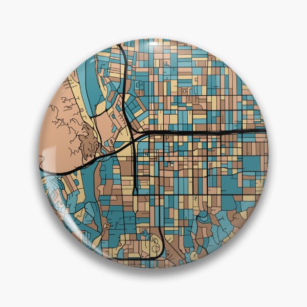 Item preview, Pasadena Map Pattern in Mid Century Pastel designed and sold by PatternMaps.