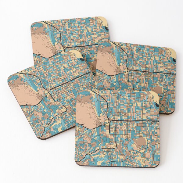 Item preview, Pasadena Map Pattern in Mid Century Pastel designed and sold by PatternMaps.