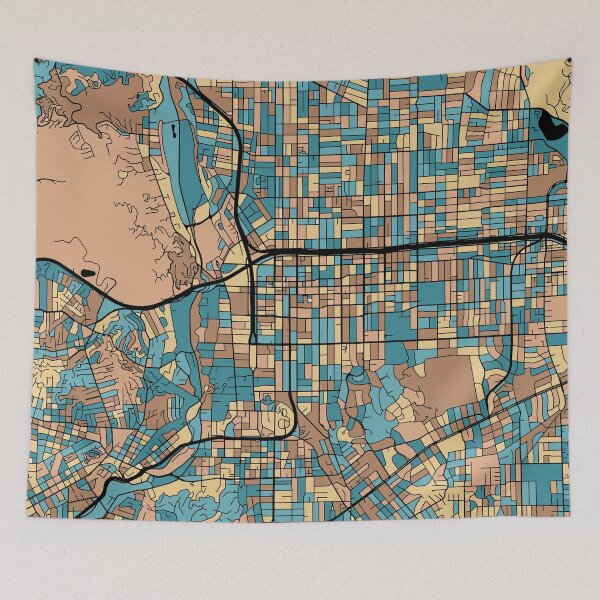 Item preview, Pasadena Map Pattern in Mid Century Pastel designed and sold by PatternMaps.