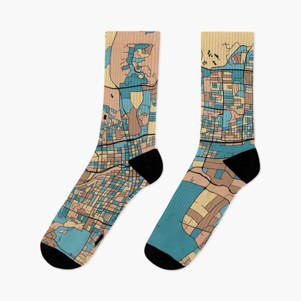 Artikelvorschau, Reno-Kartenmuster in Mid-Century-Pastell entworfen und verkauft von PatternMaps.