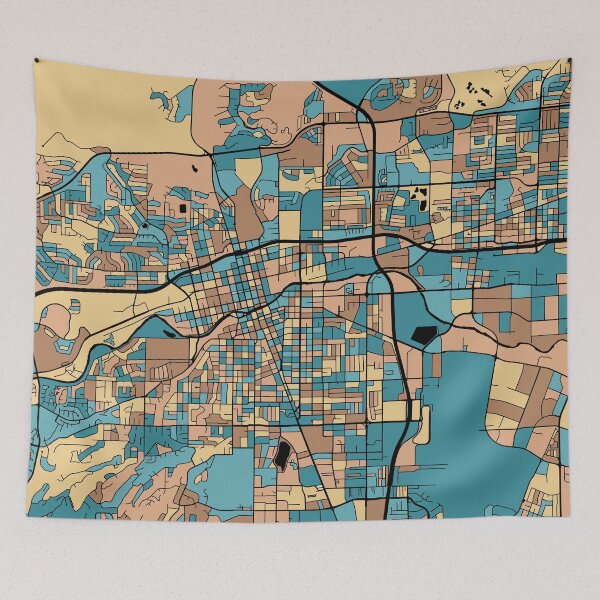 Item preview, Reno Map Pattern in Mid Century Pastel designed and sold by PatternMaps.