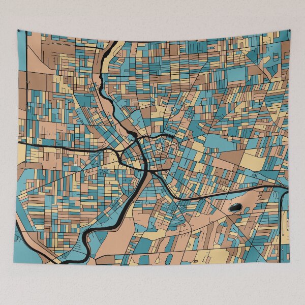 Item preview, Rochester Map Pattern in Mid Century Pastel designed and sold by PatternMaps.