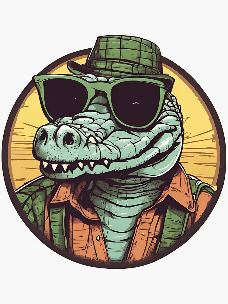 Funny Cool Alligator with Mobile Phone and Sunglasses