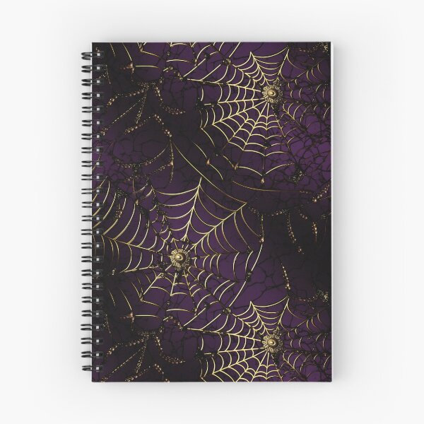 Aperçu de l'œuvre Modèle d'Halloween violet foncé gothique en toile d'araignée dorée créée et vendue par Sturdust.