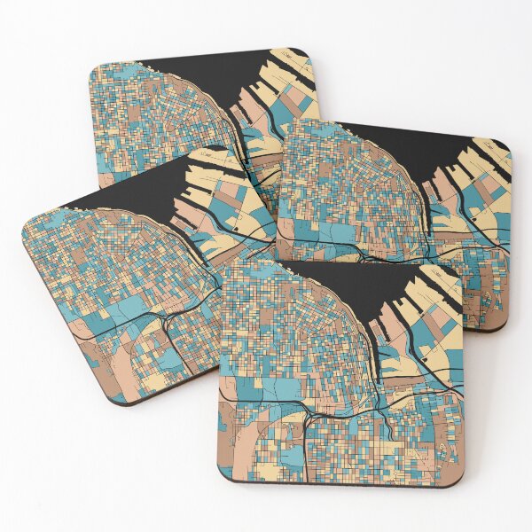 Item preview, Tacoma Map Pattern in Mid Century Pastel designed and sold by PatternMaps.