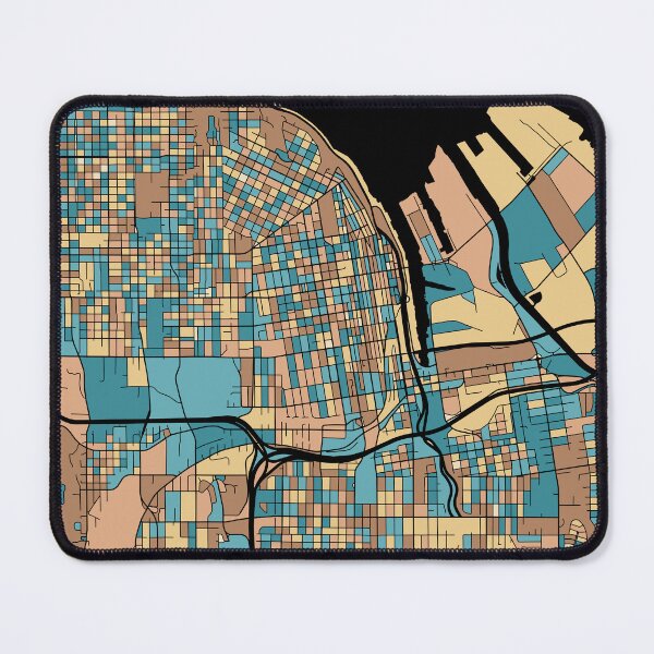 Item preview, Tacoma Map Pattern in Mid Century Pastel designed and sold by PatternMaps.