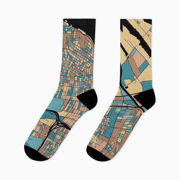 Item preview, Tacoma Map Pattern in Mid Century Pastel designed and sold by PatternMaps.