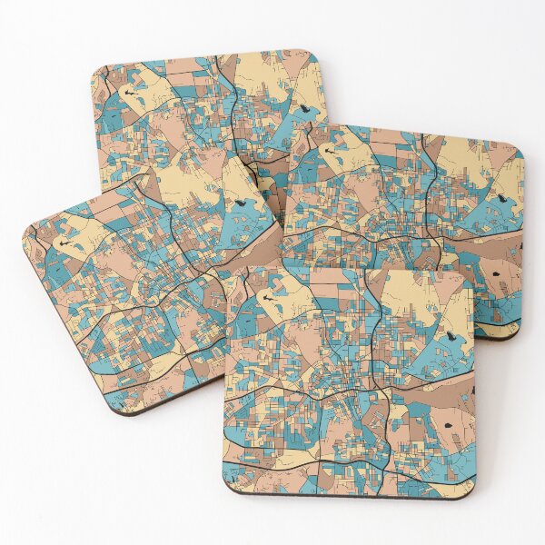Item preview, Winston-Salem Map Pattern in Mid Century Pastel designed and sold by PatternMaps.