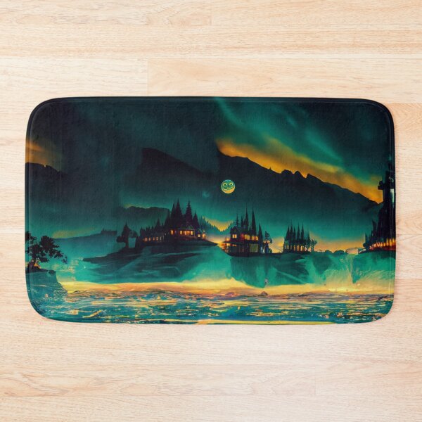 Item preview, Teal And Golden Dark Halloween Castle Middle Sea Night  designed and sold by Moonsiess.