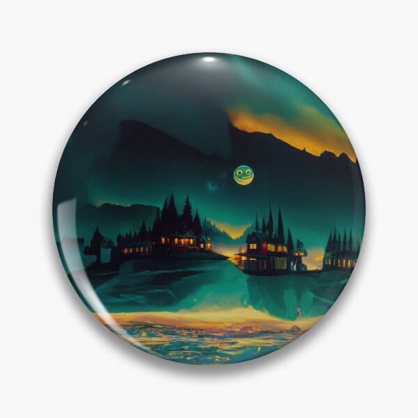 Item preview, Teal And Golden Dark Halloween Castle Middle Sea Night  designed and sold by Moonsiess.