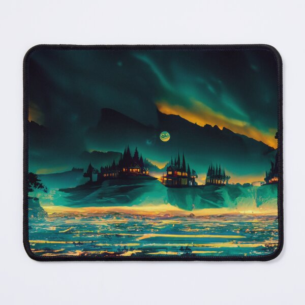 Item preview, Teal And Golden Dark Halloween Castle Middle Sea Night designed and sold by Moonsiess.