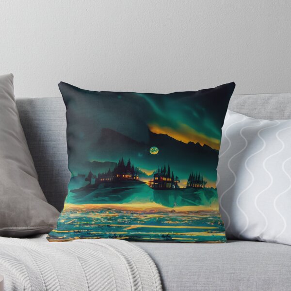 Item preview, Teal And Golden Dark Halloween Castle Middle Sea Night  designed and sold by Moonsiess.