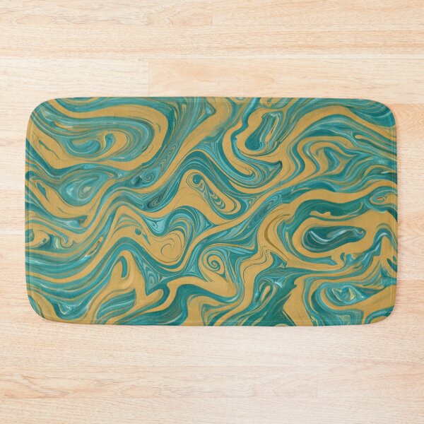 Item preview, Turquoise Blue Teal And Golden Pattern - Marble Design Gold Sea Waves  designed and sold by Moonsiess.