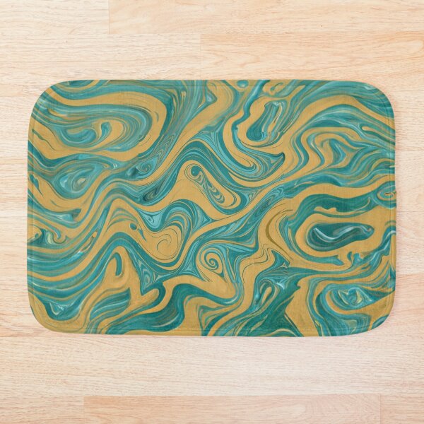 Aperçu de l'œuvre Bleu turquoise et motif doré - Marbre Design Gold Sea Waves créée et vendue par Moonsiess.