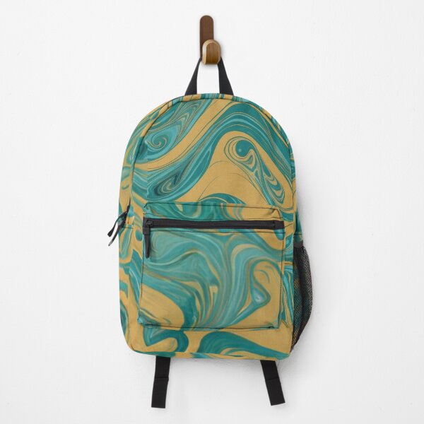 Item preview, Turquoise Blue Teal And Golden Pattern - Marble Design Gold Sea Waves  designed and sold by Moonsiess.