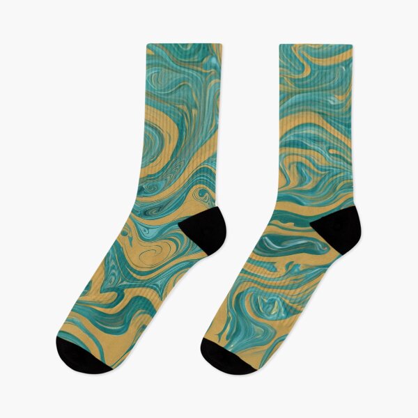 Item preview, Turquoise Blue Teal And Golden Pattern - Marble Design Gold Sea Waves  designed and sold by Moonsiess.