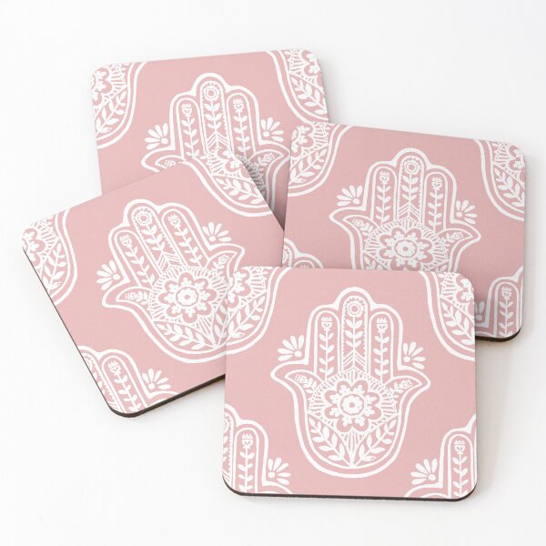 Item preview, Hamsa Flora Linocut Pattern - Rose + Snow designed and sold by Irene Estelle.