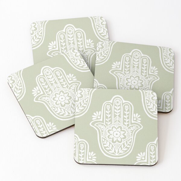 Artikelvorschau, Hamsa Flora Linocut Pattern - Tea + Snow entworfen und verkauft von Irene Estelle.