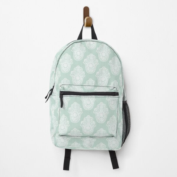 Item preview, Hamsa Flora Linocut Pattern - Mint + Snow designed and sold by Irene Estelle.