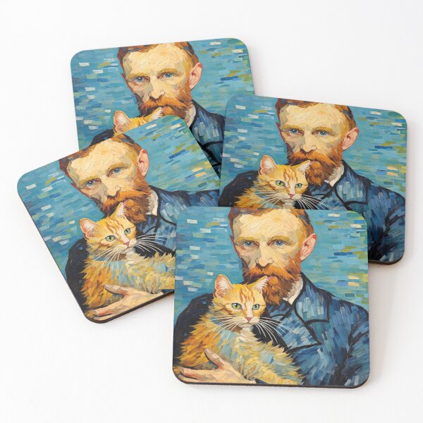 Aperçu de l'œuvre Vincent van Gogh et le Chat Gingembre créée et vendue par PawArtPrints.