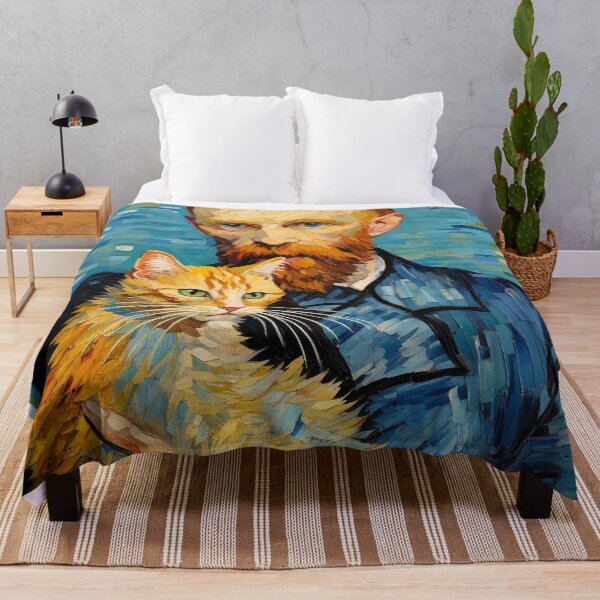 Aperçu de l'œuvre Vincent van Gogh et le Chat Gingembre créée et vendue par PawArtPrints.