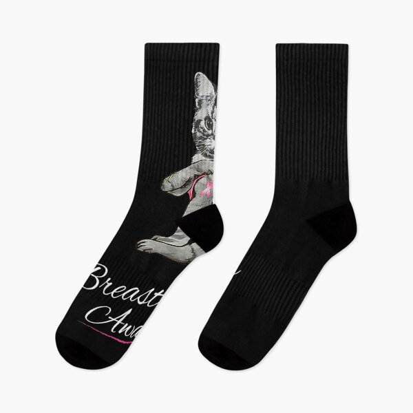 Aperçu de l'œuvre Ruban rose chat drôle en octobre, nous portons un cancer du sein rose créée et vendue par MissRasheedHam.