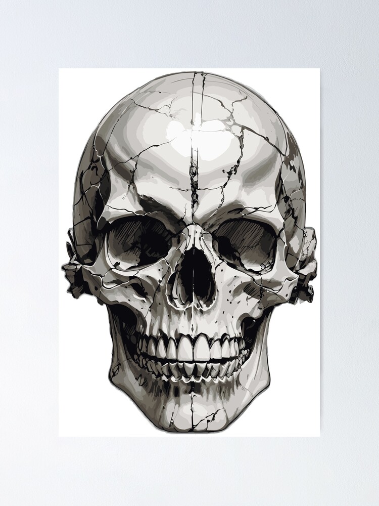 a white cracked skull art