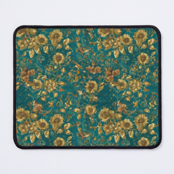 Item preview, Beautiful Watercolor Teal And Golden Sunflowers Pattern designed and sold by Moonsiess.