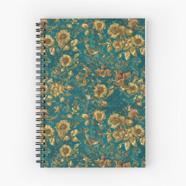 Item preview, Beautiful Watercolor Teal And Golden Sunflowers Pattern designed and sold by Moonsiess.