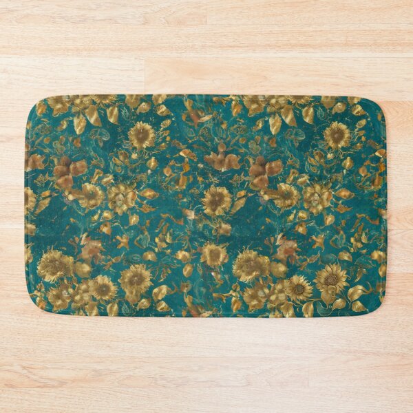 Item preview, Beautiful Watercolor Teal And Golden Sunflowers Pattern designed and sold by Moonsiess.