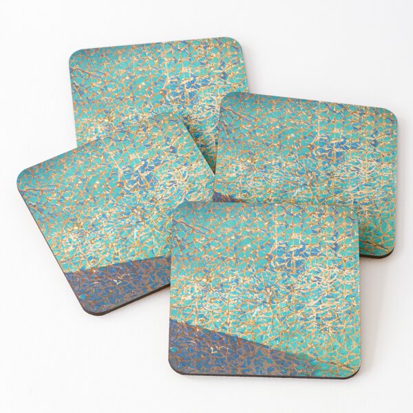 Item preview, Watercolor Teal And Gold Pattern Stylish Fabric Spiderweb designed and sold by Moonsiess.