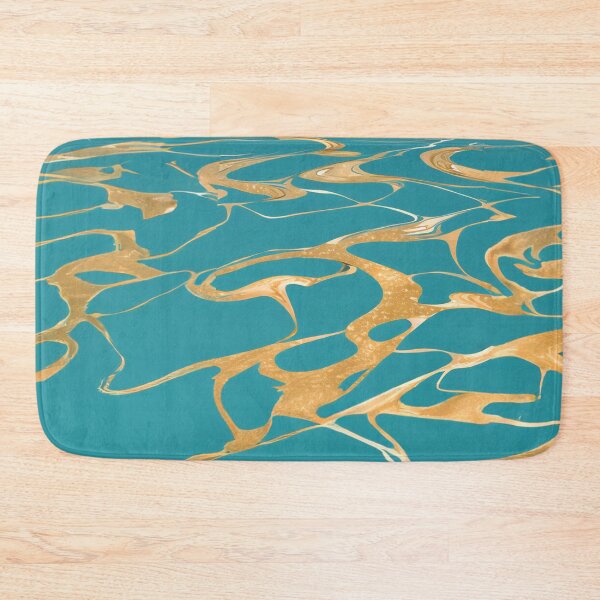 Item preview, Turquoise Blue Teal And Golden Pattern - Marble Design Gold Waves Stripes designed and sold by Moonsiess.