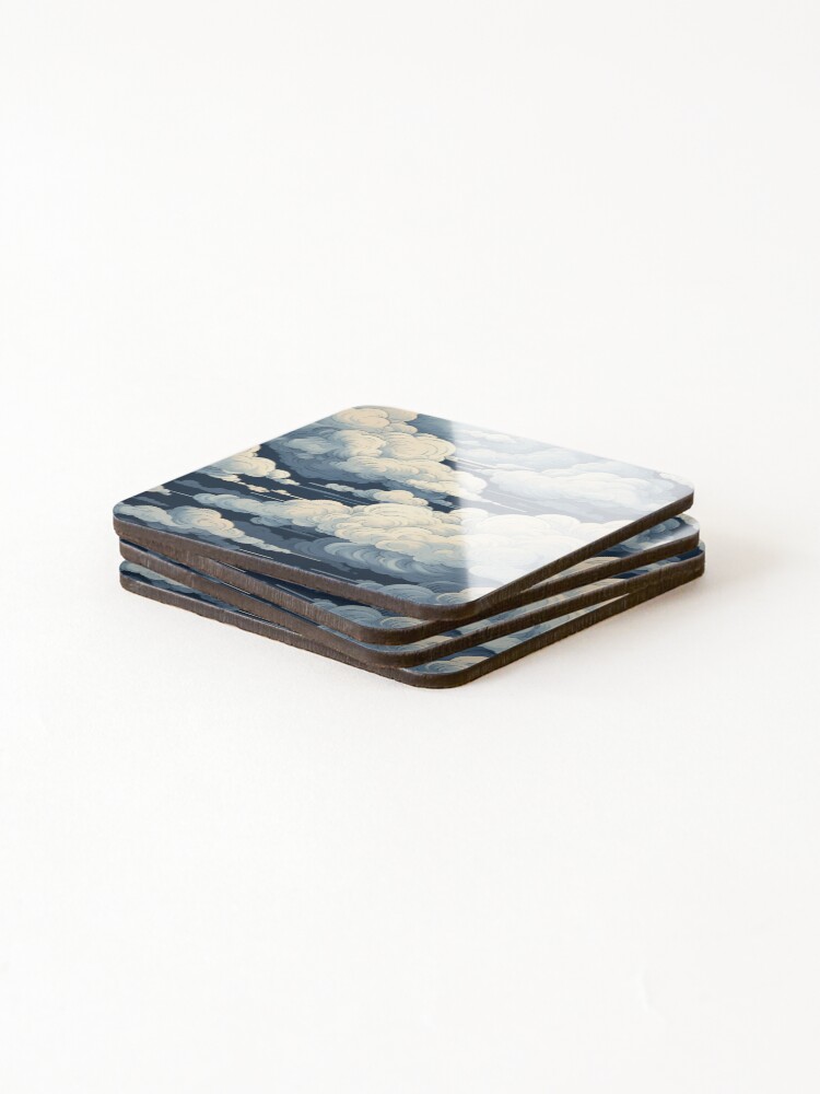 Thumbnail 4 of 5, Coasters (Set of 4), Lovely clouds pattern designed and sold by SmileshareShop.